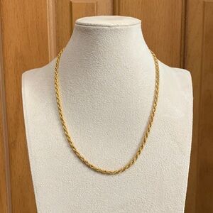 Gold tone rope chain necklace